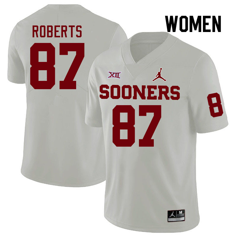 Women #87 Jake Roberts Oklahoma Sooners College Football Jerseys Stitched-White